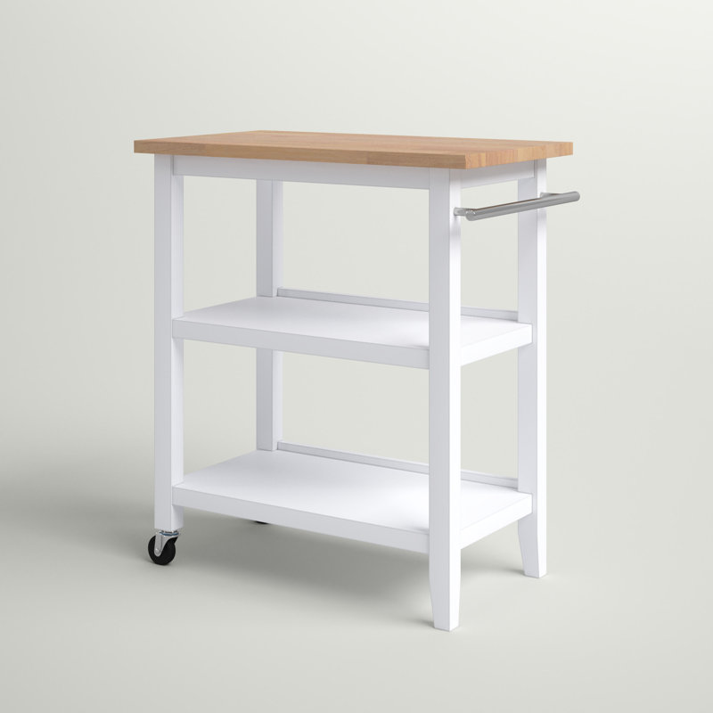 Andover Mills™ Raabe 32'' Wide Rolling Kitchen Cart with Solid Wood Top